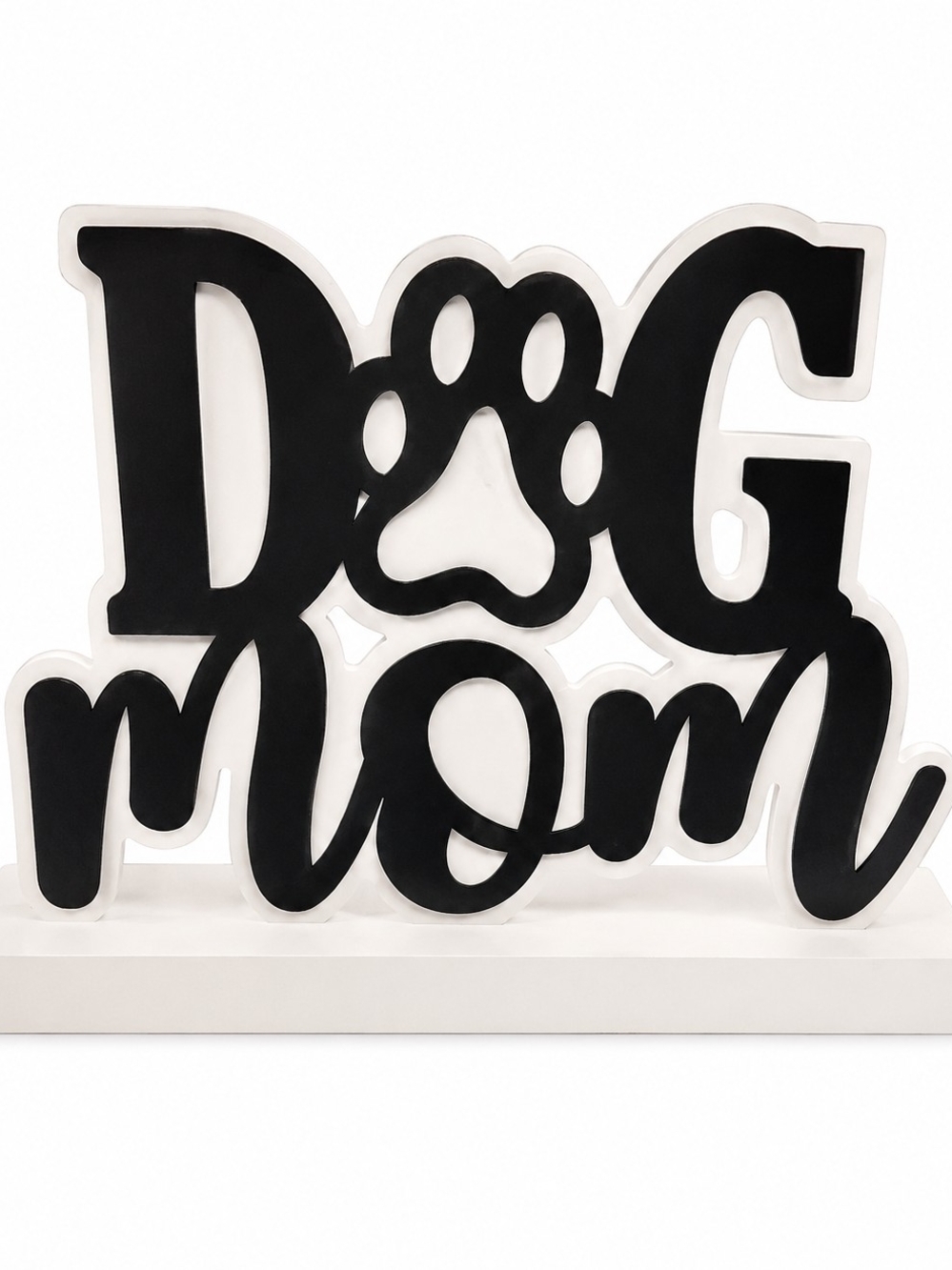 Dog Mom Decorative Sign - Black and White